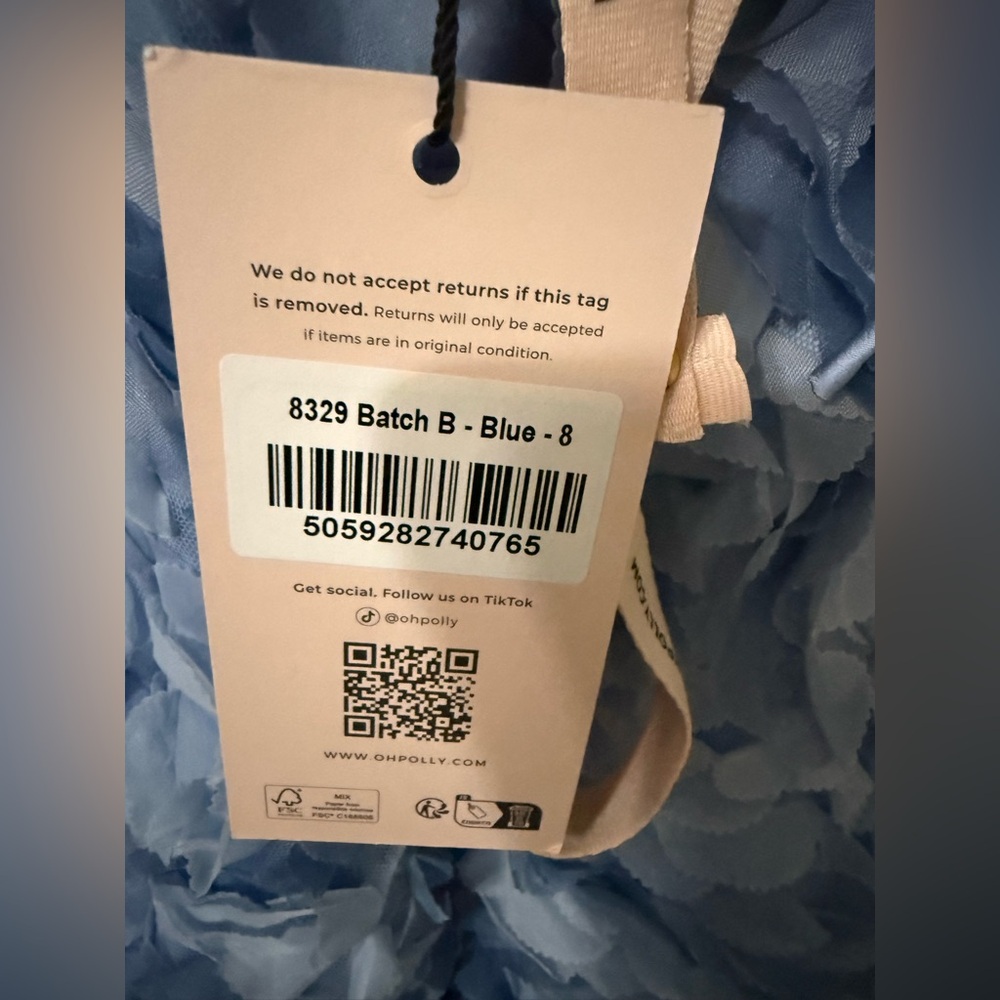 Oh Polly Powder Blue 3D Floral Mini Dress - Picture 7 of 9